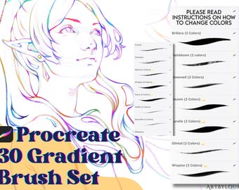 30 Gradient Brush Pack | Color changing brushes | Procreate Brush Set | Sketching | Inking | Instant Download
