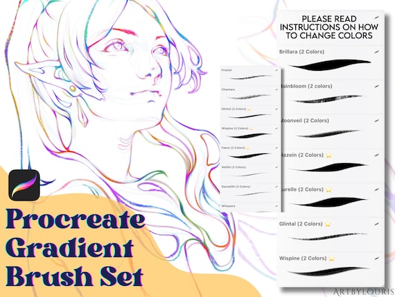 30 Procreate Gradient Brush Pack | Color changing brushes | Sketching | Inking | Instant Download