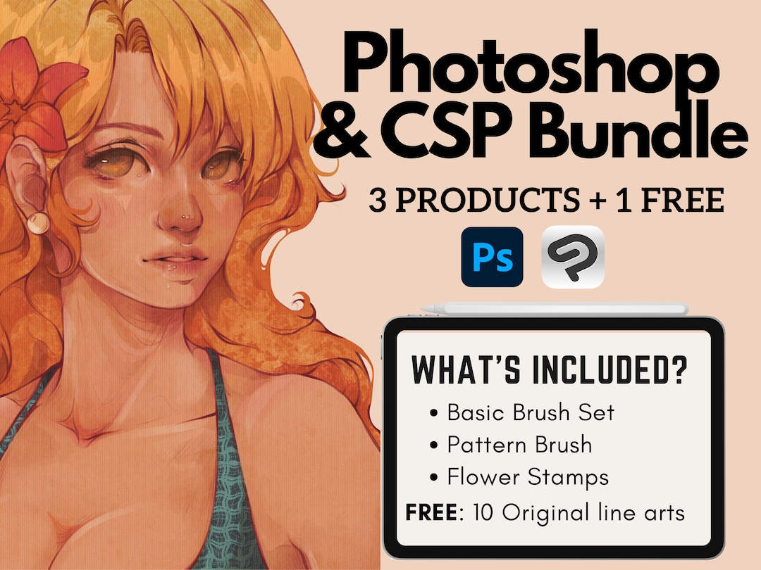 Digital Brush Bundle Custom CSP Brushes and Patterns Free