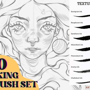 50 Ink Brushes For Procreate | Instant Download | Alcohol Markers | Watercolor Brush | Ink Set | Line Art