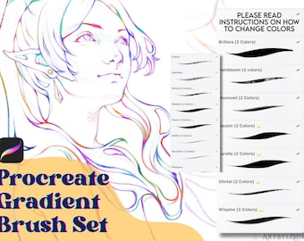 30 Gradient Brush Pack | Color changing brushes | Procreate Brush Set | Sketching | Inking | Instant Download