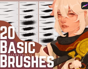 20 Basic Procreate Brushes | What I use for my artworks | Digital Download | Customized Brushes | Artbylouris