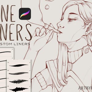 25 pennelli digitali Fine Liner per Procreate / Texture, pennarello, pennarello / Ideale per lineart, inchiostrazione e contorno / Download immediato