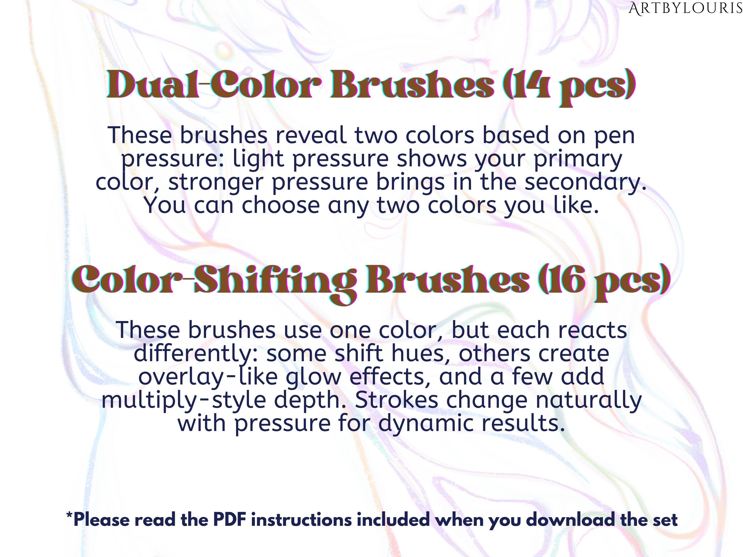 30 Procreate Gradient Brush Pack | Color Changing Brushes | Sketching ...