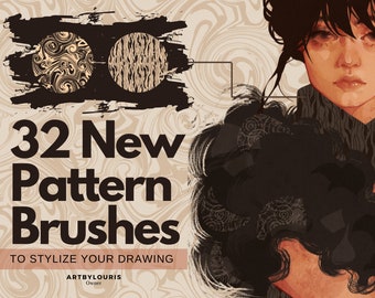 32 Procreate Pattern Brushes for Procreate | Vintage Style | Digital Download