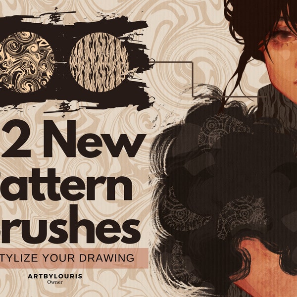 32 Procreate Pattern Brush | Vintage Style | Digital Download