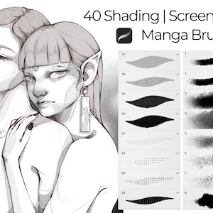 40 Procreate Shading Brushes | Manga Brushes | Screentone Brush Set | Custom Made | Digital & Instant Download | Artbylouris