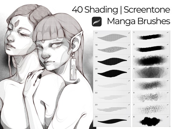 Procreate用シェーディングブラシ40種類｜マンガブラシ｜スクリーン