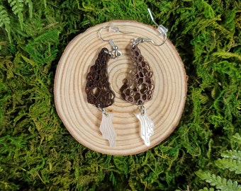 Morel Mushroom Earrings - Cottage Core and Mycology Statement Earrings