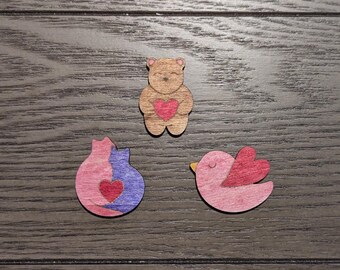 Animales de San Valentín - Juego de mini imanes para el frigorífico