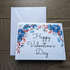 Floral Azul - Tarjeta de Felicitación