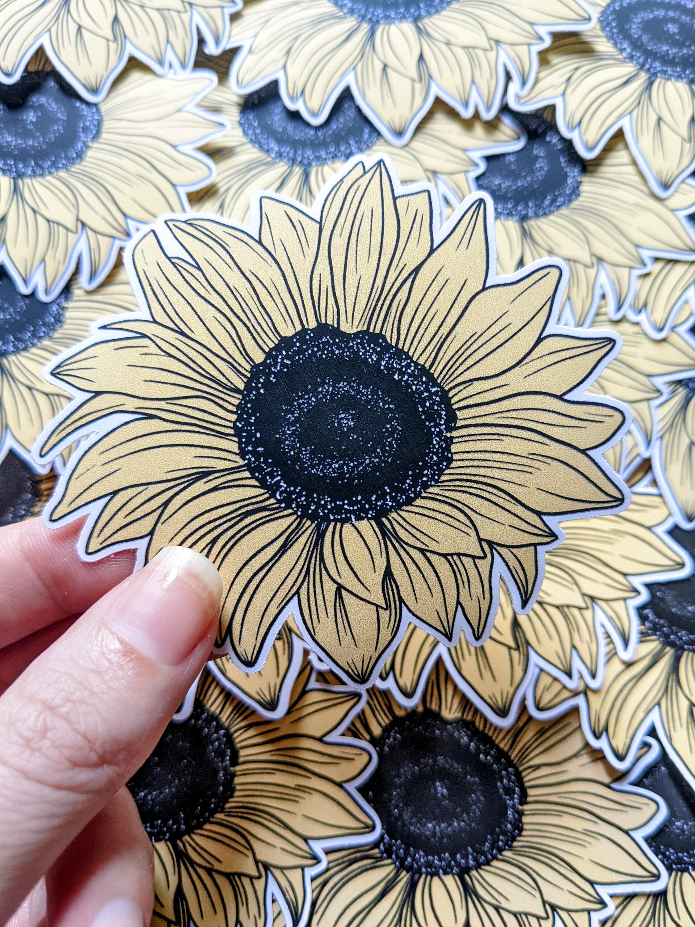 Sunflower Sticker Label Sunflower - Vinyl Stickers - Etsy