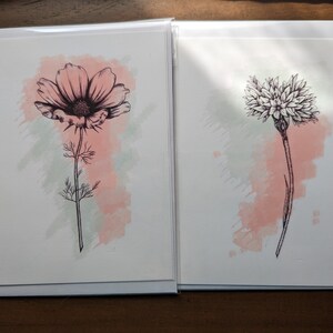 Flores de acuarela en blanco - Tarjetas de felicitación