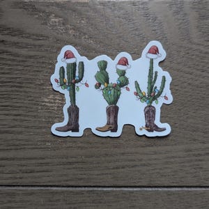 Pegatinas de vinilo de cactus navideños