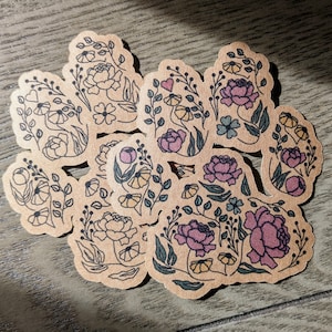 Estampado floral de patas - Pegatinas Kraft