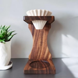Handmade Walnut Wood Pour Over Coffee Stand with Filter