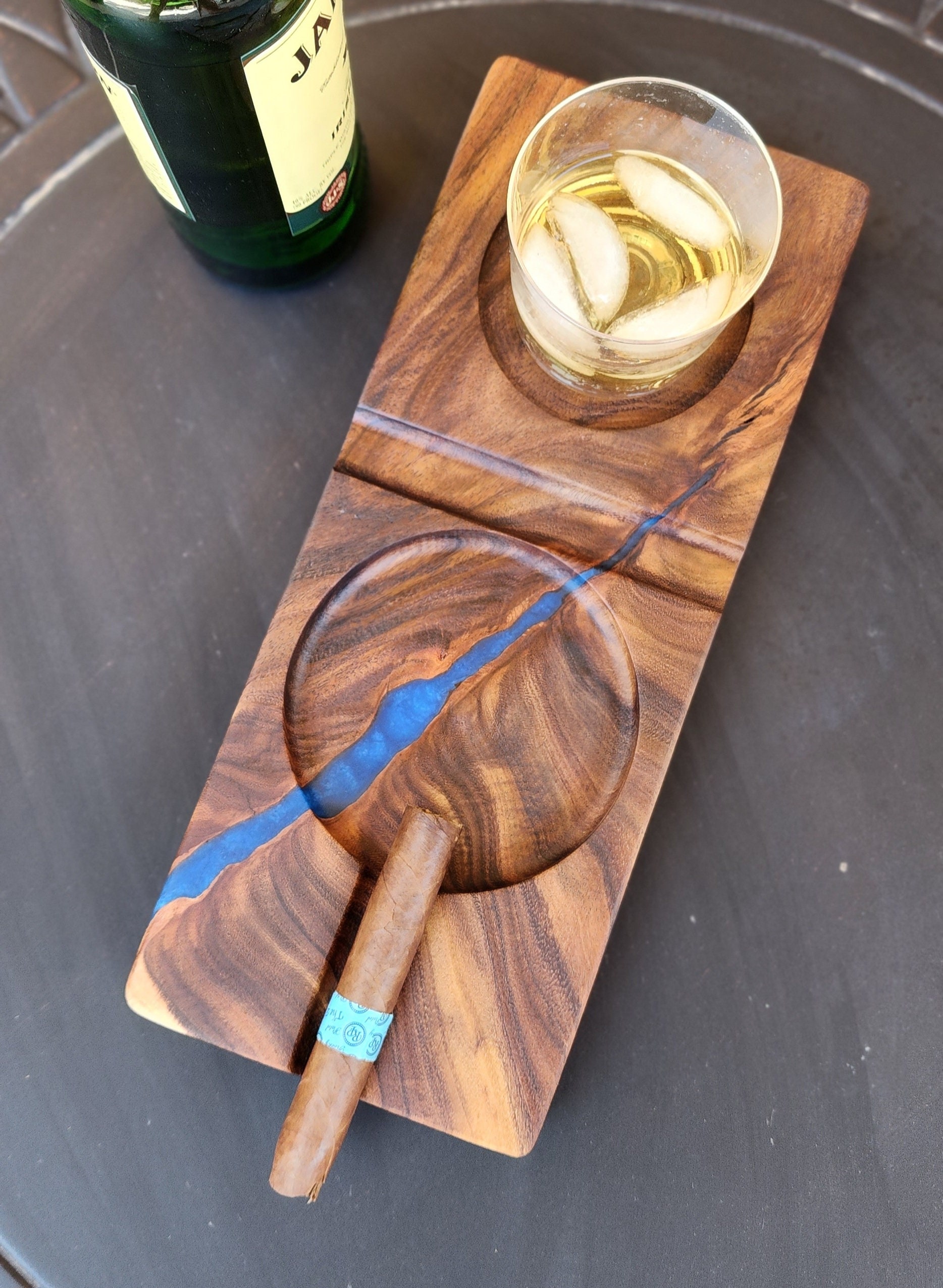 Cigar Ashtray and Whiskey Glass Holder Epoxy Resin Bourbon - Etsy