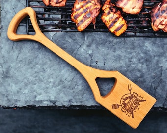 Personalized BBQ Grill Scraper, Handmade Grilling Accessory, Bottle Opener, Custom Father's Day Gift Idea