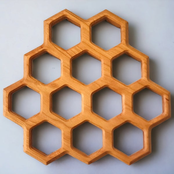 Honeycomb Egg Holder, Hardwood Egg Tray, Wooden Trivet, Kitchen Countertop Decor, Fresh Egg Carton