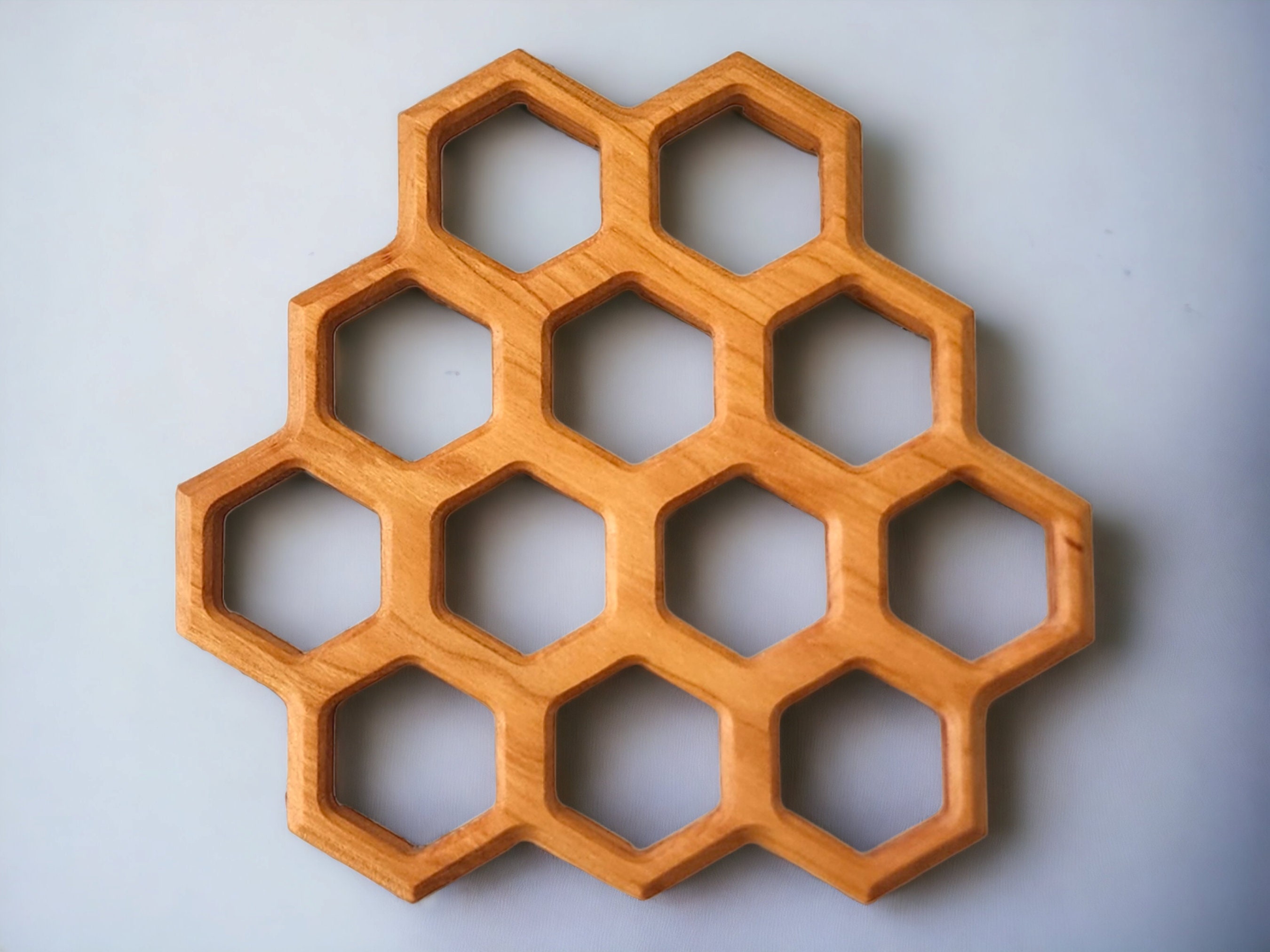 Honeycomb Egg Holder, Hardwood Egg Tray, Wooden Trivet, Kitchen Countertop Decor, Fresh Egg Carton