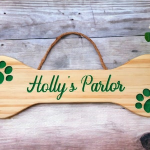 Personalized Dog Bone Sign: Hand Painted Pet Name Plaque