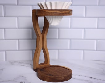 Pour Over Coffee Stand, Handcrafted Wood Drip Stand, Coffee Pouring Station, Filter Holder, Natural Wood Decor