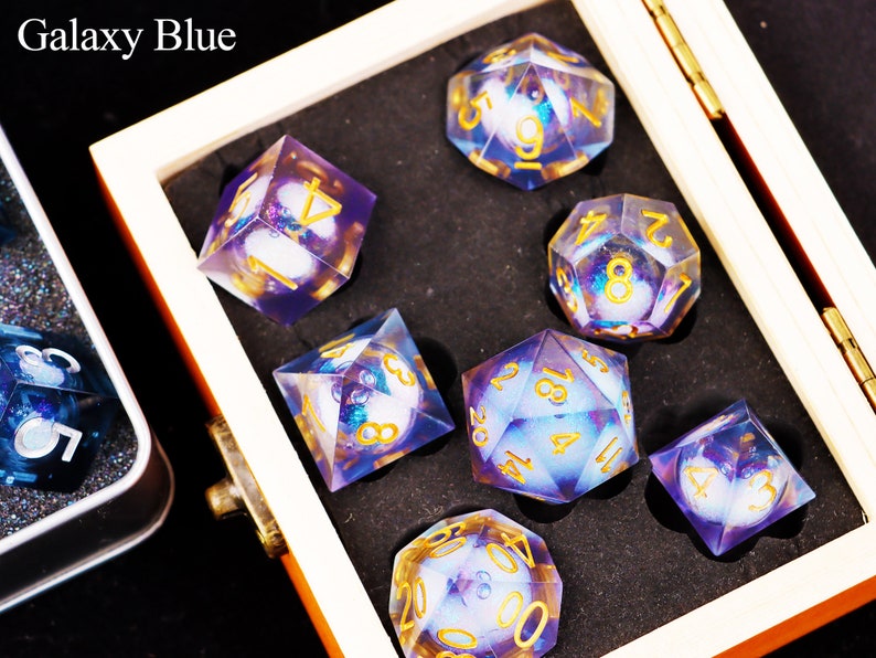 Galaxy Liquid Core Dice Set Blue Dnd Dice Set for Role Etsy UK