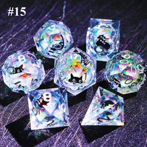 Juego de dados de núcleo líquido de cielo estrellado oscuro gótico para juegos de magia, magnífico juego de dados de mazmorras y dragones para regalos de D&D, dados negros, tirando bien Dice style #15
