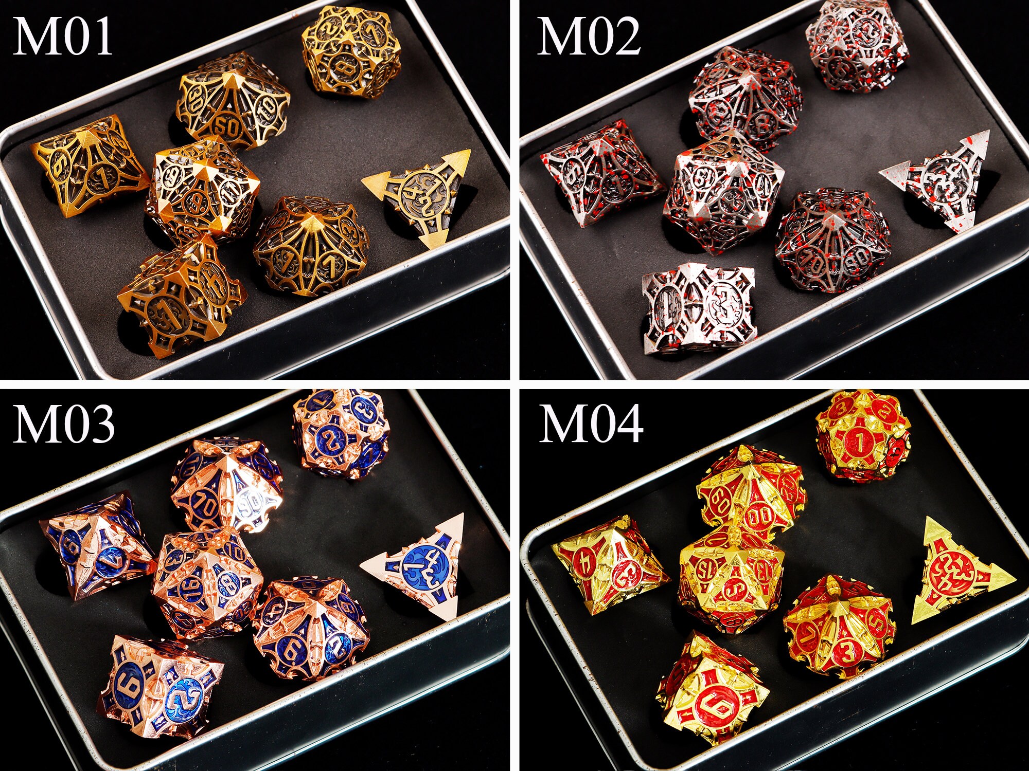 Blue Metal Dice Set for Role Playing Games Full Dnd Dice Set Etsy