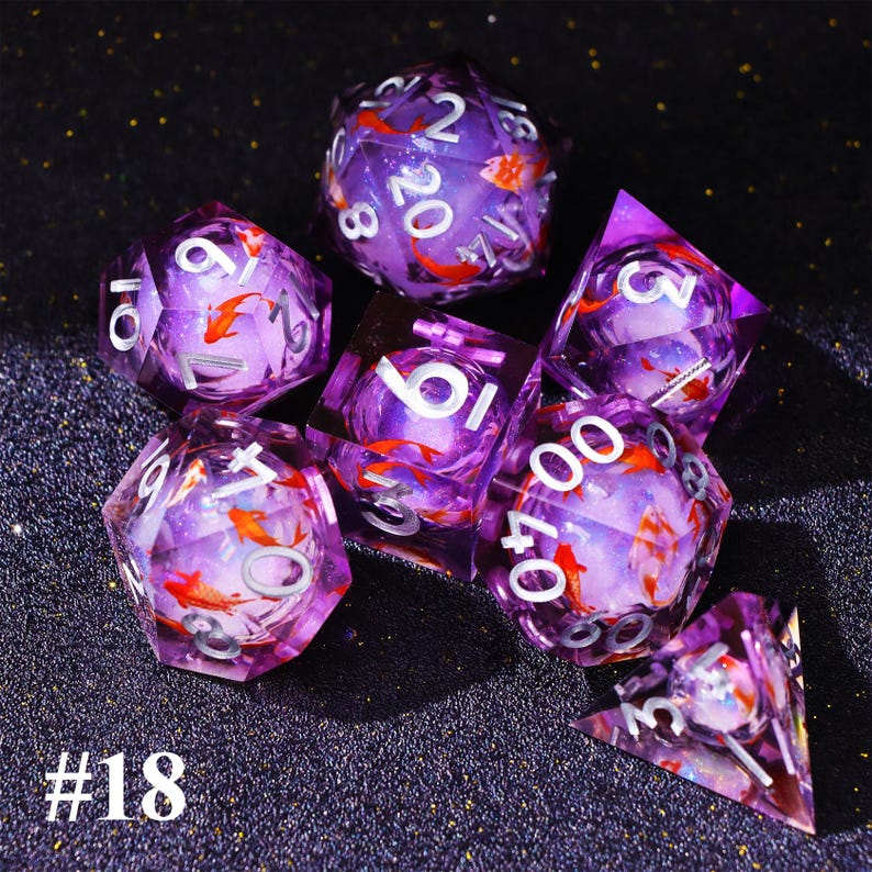 Juego de dados de núcleo líquido de cielo estrellado oscuro gótico para juegos de magia, magnífico juego de dados de mazmorras y dragones para regalos de D&D, dados negros, tirando bien Dice style #18