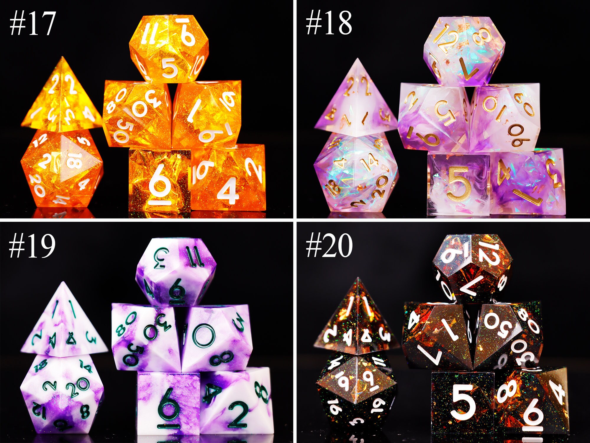 Sharp Edge Dice Set for Role Playing Games Full Dice Set Etsy