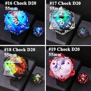 Dark Gothic Liquid Core Giant D20, 55 mm Black dice D20 for DnD magic game, Dungeons and Dragons dice, Gorgeous RPG large D20 for TRPG club image 10