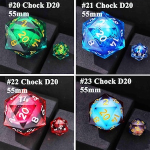 Dark Gothic Liquid Core Giant D20, 55 mm Black dice D20 for DnD magic game, Dungeons and Dragons dice, Gorgeous RPG large D20 for TRPG club image 11