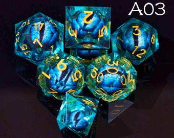 RPG用ドラゴンズアイリキッドコアダイスセット、ギフト用ダンジョンズ