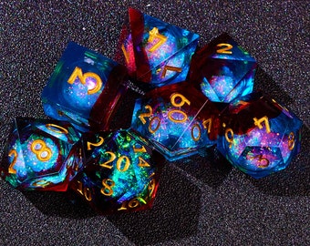 Magnifique jeu de dés à noyau liquide pour jeux de rôle, jeu de dés Galaxy dnd noyau liquide, jeu de dés donjons et dragons dnd, jeu de dés d&d