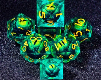 Liquid Core Dragon Eye dnd dice set for dnd gifts , Liquid Core Dungeons and Dragons Dice Set for D&D Gift , Eye dnd dice set liquid core