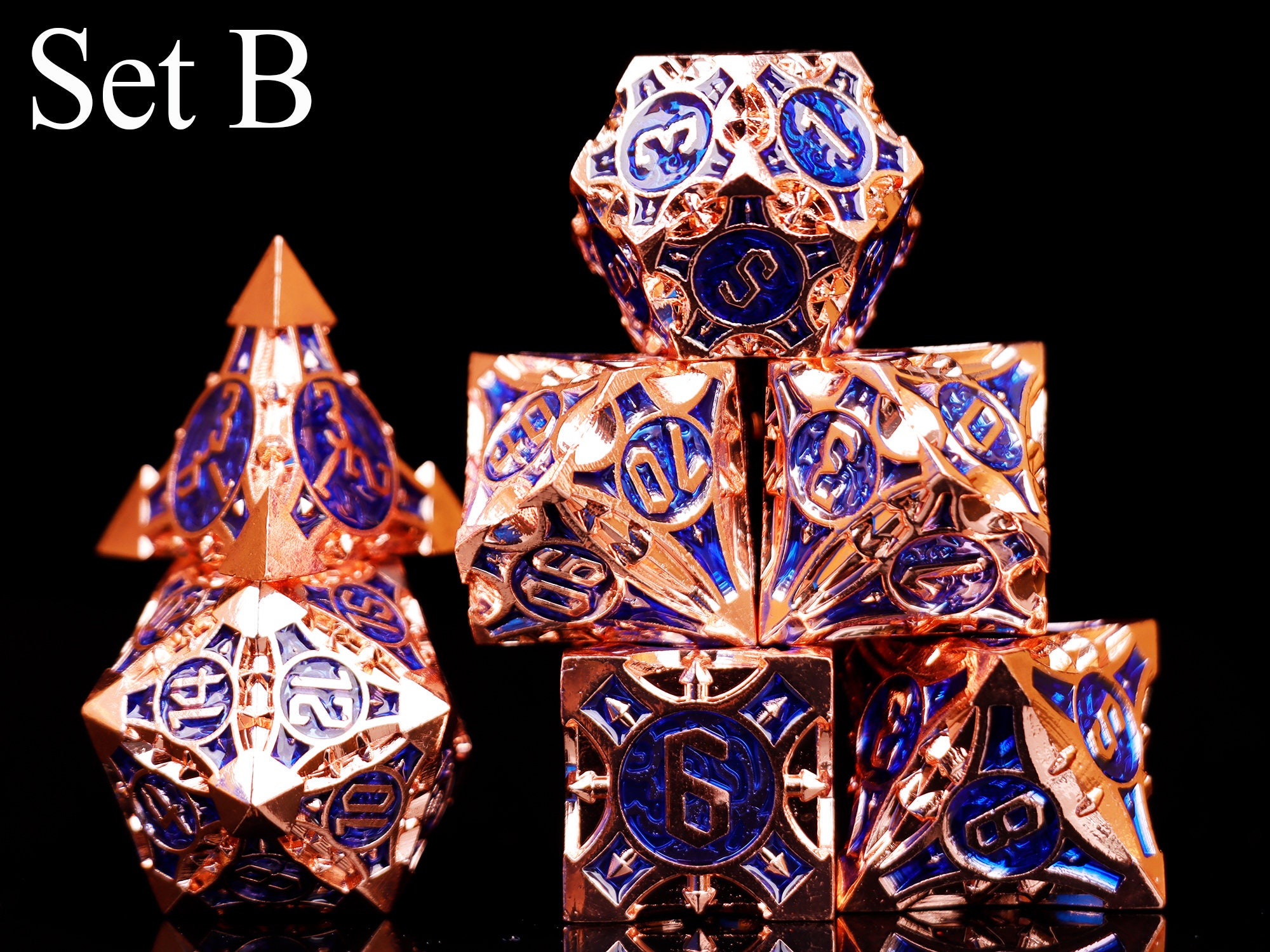 Metal Sharp Edge Dice Set for Role Playing Games Metal Dice Etsy