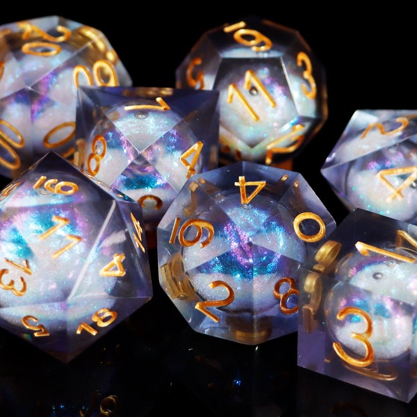 Dice set liquid core for role playing games , Dungeons and dragons dice set dnd , Galaxy d&d dice set , Liquid core dnd dice set