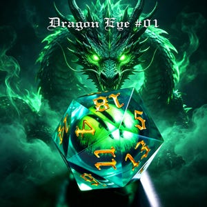 Single Dragon Eye D20 Liquid Core Die, Moving Eyeball 20 Sided Polyhedral Dice for DND, Dungeons & Dragons, Tabletop RPG Game, Sharp Edge