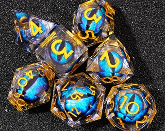 Beholder's Eye liquid core dice set , Dragon eye dnd dice set liquid core for d&d gifts , Dungeons and dragons dice set dnd , d and d dice