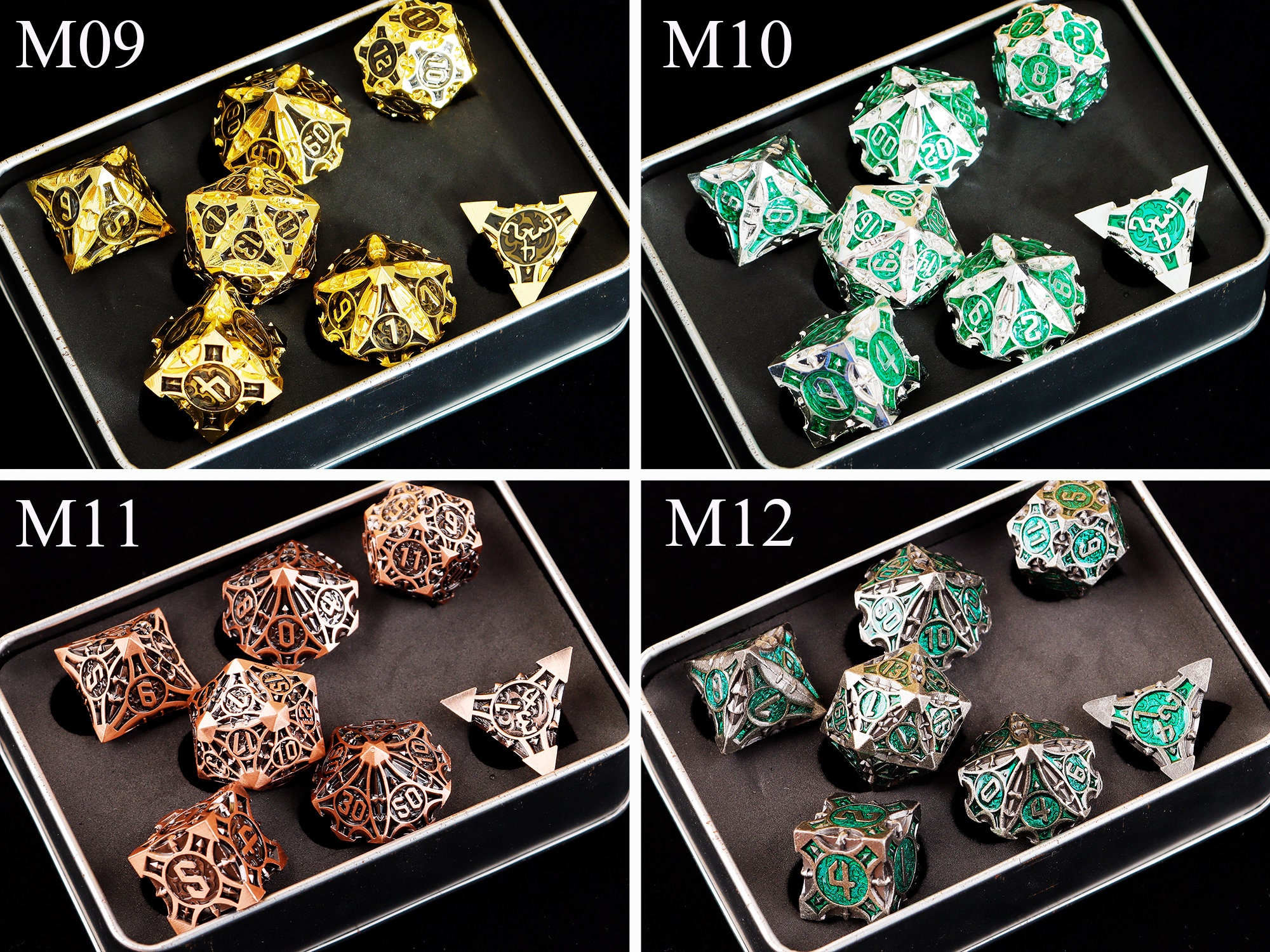 Blue Metal Dice Set for Role Playing Games Full Dnd Dice Set Etsy