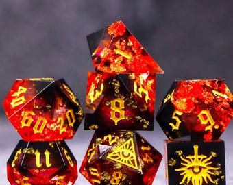 Black Red Liquid Core DnD Dice Set for Role Playing Games, Full Galaxy Dungeons and Dragons Dice Set for Gifts, RPG Liquid Core D&D Dice Set