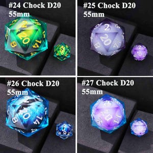 Dark Gothic Liquid Core Giant D20, 55 mm Black dice D20 for DnD magic game, Dungeons and Dragons dice, Gorgeous RPG large D20 for TRPG club image 12