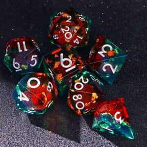 Juego de dados con núcleo líquido azul y morado para juegos de magia, magnífico juego de dados de Dungeons and Dragons para regalos de D&D, dados negros, buen rendimiento.