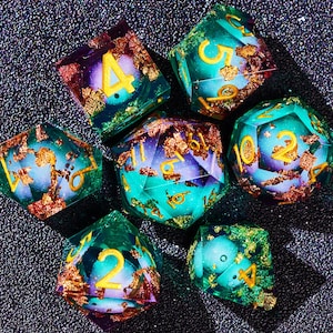 Mixed Galaxy Liquid Core DnD Dice Set for Role Playing Games, Dungeons and Dragons Dice Set for Gifts, RPG Liquid Core D&D Dice Set