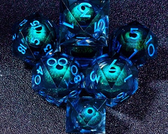 Liquid Core Dragon Eye dnd dice set for dnd gifts , Liquid Core Dungeons and Dragons Dice Set for D&D Gift , Dragon's Eye d and d dice sets