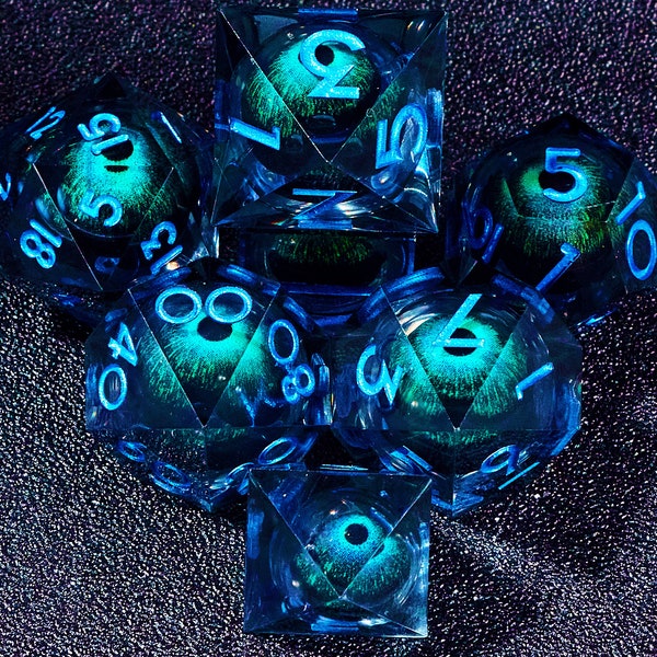 Liquid Core Dragon Eye dnd dice set for dnd gifts , Liquid Core Dungeons and Dragons Dice Set for D&D Gift , Dragon's Eye d and d dice sets