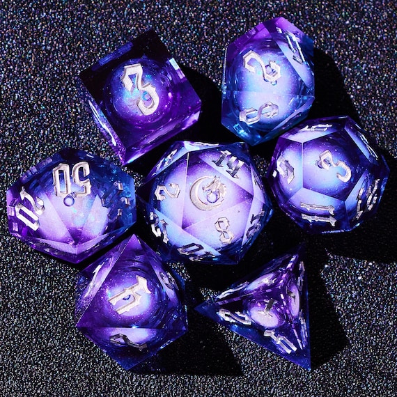 Moon Liquid Core Dice Set For Role Playing Games, Galaxy Dungeons and Dragons D&D Dice Set For Gifts, Full D and D Dice Set