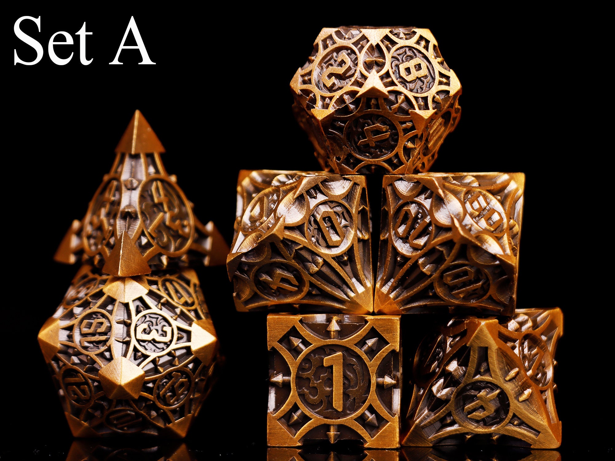 Metal Sharp Edge Dice Set for Role Playing Games Metal Dice Etsy