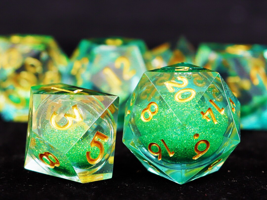 Dnd Dice Liquid Core , Green Liquid Core Dnd Dice Set for Role Playing